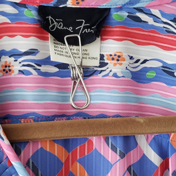 Designer Diane Freis 1980s Two Piece Skirt And Blouse Harlequin Stripes Floral - Picture 3 of 8